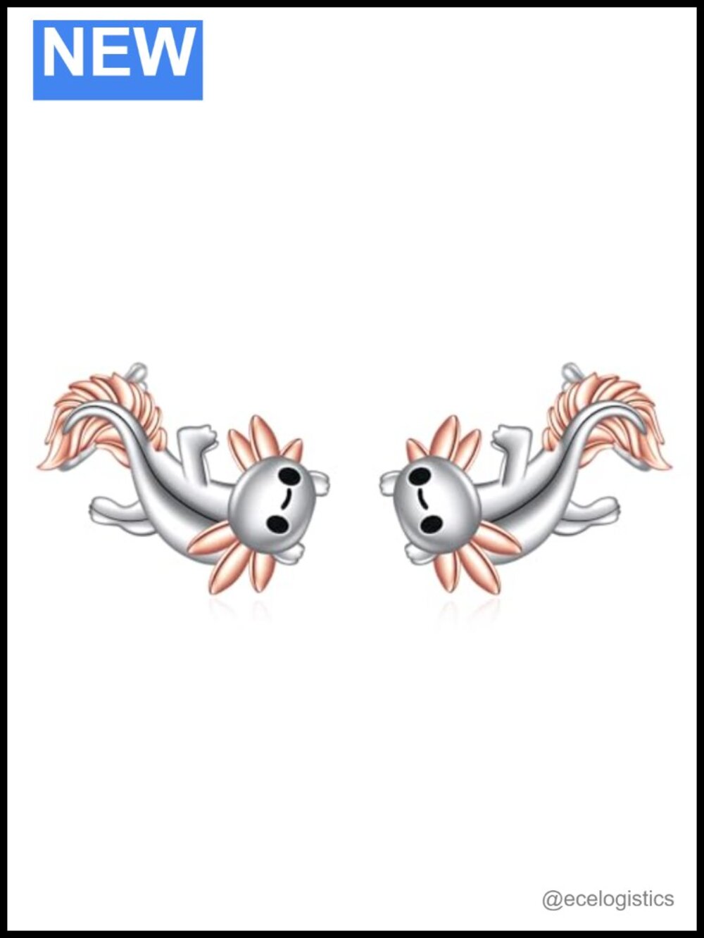 925 Sterling Silver Axolotl Stud Earrings